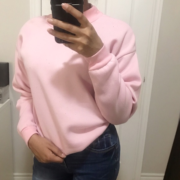Baby Pink Mock Neck Comfy Sweatshirt - Picture 1 of 3